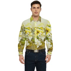 Watercolor Yellow And-white Flower Background Men s Long Sleeve  Shirt