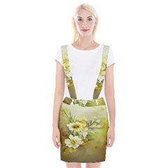 Watercolor Yellow And-white Flower Background Braces Suspender Skirt by artworkshop