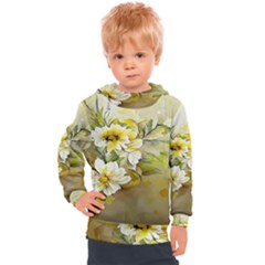 Watercolor Yellow And-white Flower Background Kids  Hooded Pullover by artworkshop