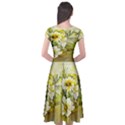 Watercolor Yellow And-white Flower Background Cap Sleeve Wrap Front Dress View2