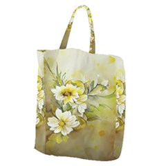 Watercolor Yellow And-white Flower Background Giant Grocery Tote by artworkshop