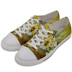 Watercolor Yellow And-white Flower Background Women s Low Top Canvas Sneakers