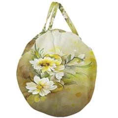 Watercolor Yellow And-white Flower Background Giant Round Zipper Tote by artworkshop