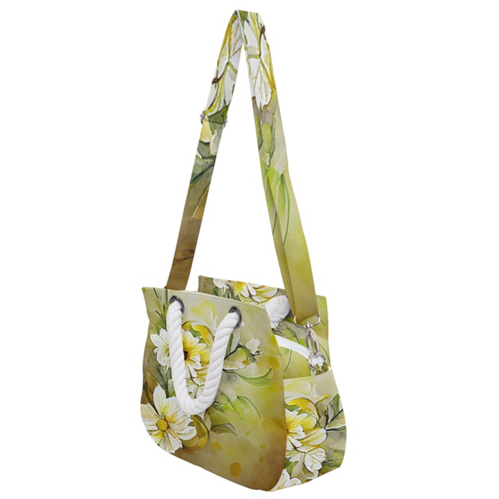 Watercolor Yellow And-white Flower Background Rope Handles Shoulder Strap Bag