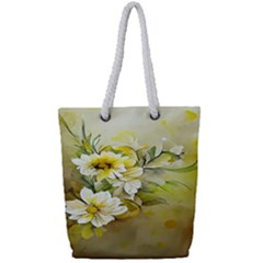 Watercolor Yellow And-white Flower Background Full Print Rope Handle Tote (small) by artworkshop