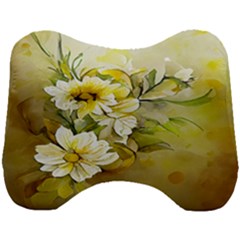 Watercolor Yellow And-white Flower Background Head Support Cushion by artworkshop