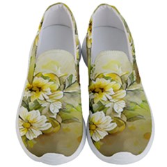 Watercolor Yellow And-white Flower Background Men s Lightweight Slip Ons by artworkshop