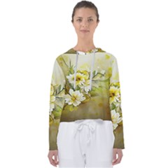 Watercolor Yellow And-white Flower Background Women s Slouchy Sweat