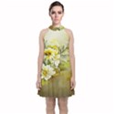 Watercolor Yellow And-white Flower Background Velvet Halter Neckline Dress  View1