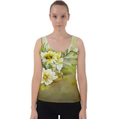 Watercolor Yellow And-white Flower Background Velvet Tank Top by artworkshop