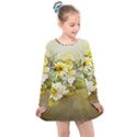 Watercolor Yellow And-white Flower Background Kids  Long Sleeve Dress View1