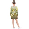 Watercolor Yellow And-white Flower Background Kids  Long Sleeve Dress View2