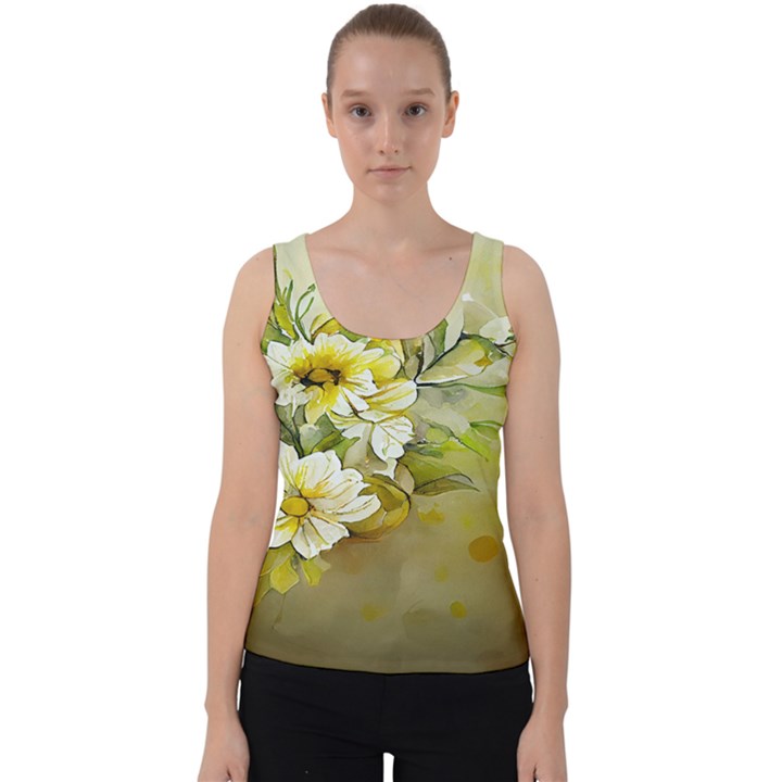 Watercolor Yellow And-white Flower Background Velvet Tank Top