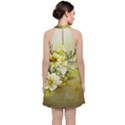 Watercolor Yellow And-white Flower Background Velvet Halter Neckline Dress  View2