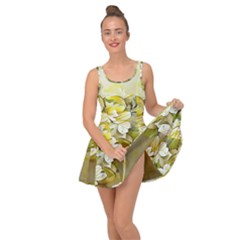 Watercolor Yellow And-white Flower Background Inside Out Casual Dress by artworkshop