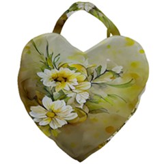 Watercolor Yellow And-white Flower Background Giant Heart Shaped Tote by artworkshop