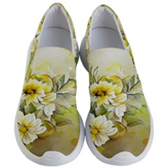 Watercolor Yellow And-white Flower Background Women s Lightweight Slip Ons by artworkshop