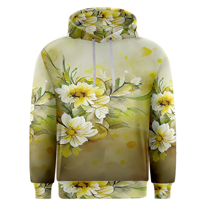 Watercolor Yellow And-white Flower Background Men s Overhead Hoodie