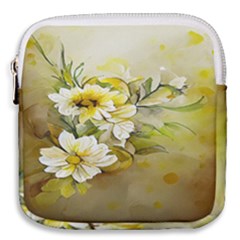 Watercolor Yellow And-white Flower Background Mini Square Pouch