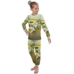 Watercolor Yellow And-white Flower Background Kids  Long Sleeve Set  by artworkshop