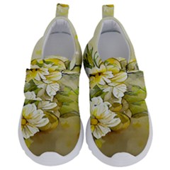 Watercolor Yellow And-white Flower Background Kids  Velcro No Lace Shoes by artworkshop