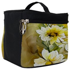 Watercolor Yellow And-white Flower Background Make Up Travel Bag (big) by artworkshop