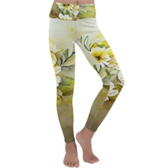 Watercolor Yellow And-white Flower Background Kids  Lightweight Velour Classic Yoga Leggings