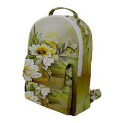 Watercolor Yellow And-white Flower Background Flap Pocket Backpack (large) by artworkshop