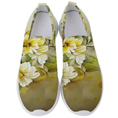 Watercolor Yellow And-white Flower Background Men s Slip On Sneakers by artworkshop