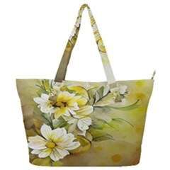 Watercolor Yellow And-white Flower Background Full Print Shoulder Bag by artworkshop