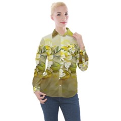 Watercolor Yellow And-white Flower Background Women s Long Sleeve Pocket Shirt