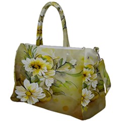 Watercolor Yellow And-white Flower Background Duffel Travel Bag by artworkshop