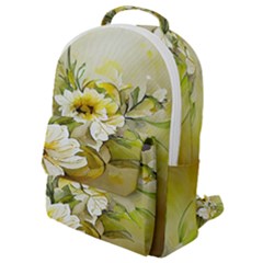 Watercolor Yellow And-white Flower Background Flap Pocket Backpack (small) by artworkshop