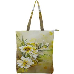 Watercolor Yellow And-white Flower Background Double Zip Up Tote Bag by artworkshop