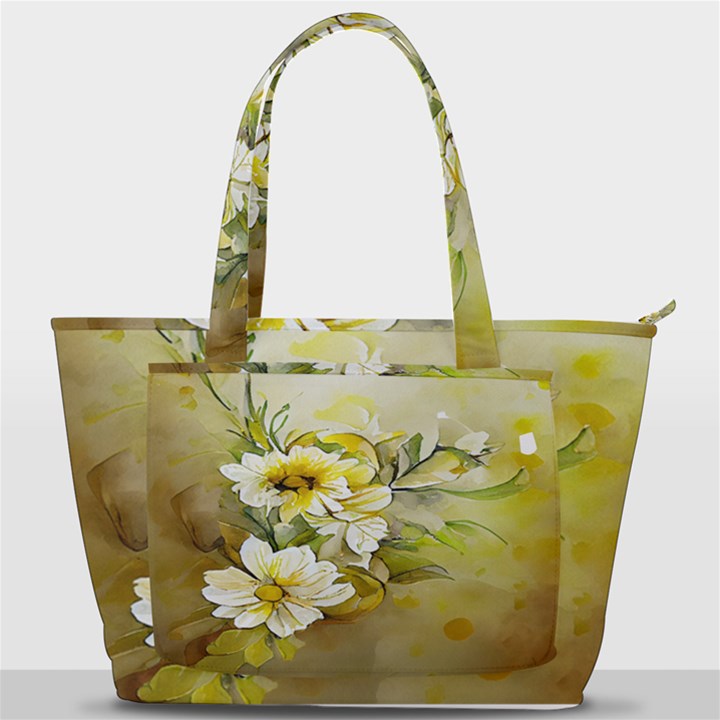 Watercolor Yellow And-white Flower Background Back Pocket Shoulder Bag 