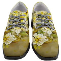 Watercolor Yellow And-white Flower Background Women Heeled Oxford Shoes by artworkshop