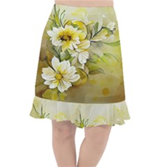 Watercolor Yellow And-white Flower Background Fishtail Chiffon Skirt by artworkshop