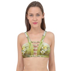 Watercolor Yellow And-white Flower Background Cage Up Bikini Top