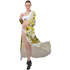 Watercolor Yellow And-white Flower Background Maxi Chiffon Beach Wrap by artworkshop