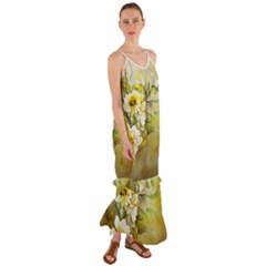 Watercolor Yellow And-white Flower Background Cami Maxi Ruffle Chiffon Dress by artworkshop