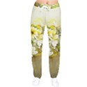 Watercolor Yellow And-white Flower Background Women Velvet Drawstring Pants View1