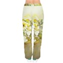 Watercolor Yellow And-white Flower Background Women Velvet Drawstring Pants View2