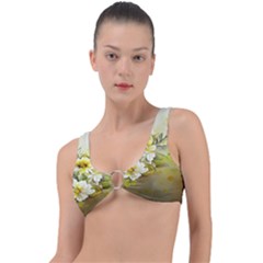 Watercolor Yellow And-white Flower Background Ring Detail Bikini Top by artworkshop