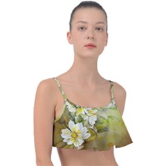 Watercolor Yellow And-white Flower Background Frill Bikini Top