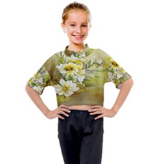 Watercolor Yellow And-white Flower Background Kids Mock Neck Tee