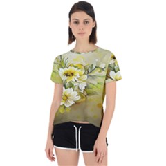 Watercolor Yellow And-white Flower Background Open Back Sport Tee