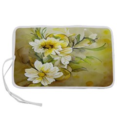 Watercolor Yellow And-white Flower Background Pen Storage Case (L)