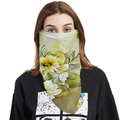 Watercolor Yellow And-white Flower Background Face Covering Bandana (Triangle)