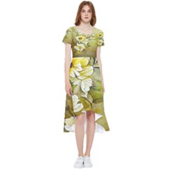 Watercolor Yellow And-white Flower Background High Low Boho Dress