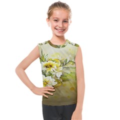 Watercolor Yellow And-white Flower Background Kids  Mesh Tank Top by artworkshop